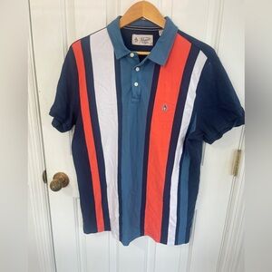 Penguin Mens Vertical Stripe Polo Shirt XL Preppy